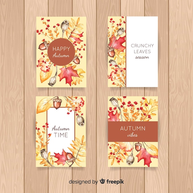 Free vector collection of autumn watercolor cards