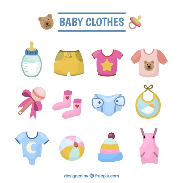 Collection of baby clothes illustration