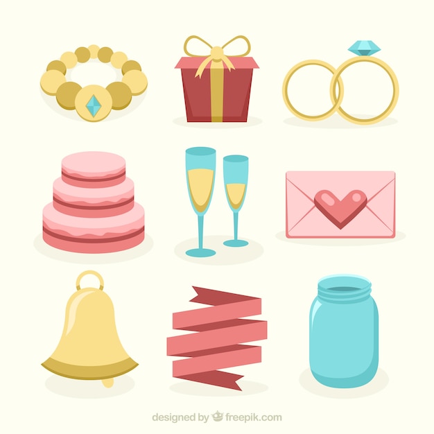 Free Vector collection of bachelorette and wedding objects