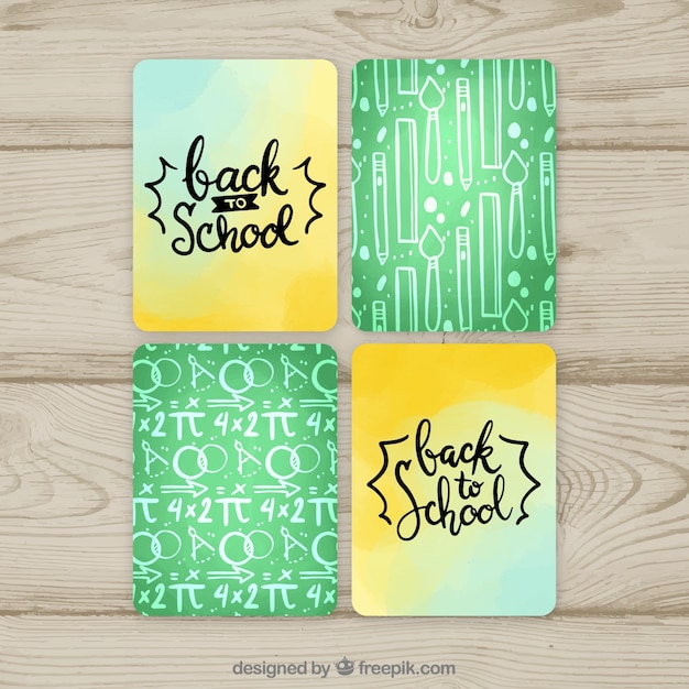 Free vector collection of back to school cards in hand drawn style