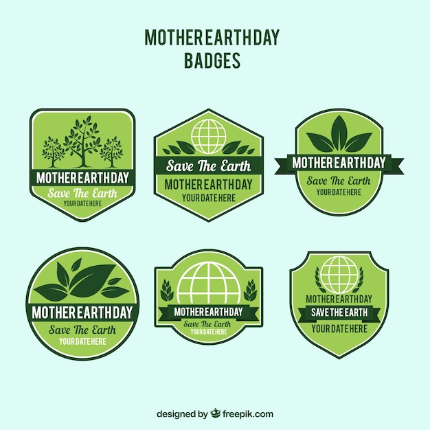 Free Vector collection of badges for the international earth day