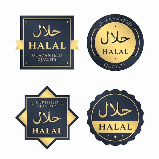 Collection of badges/labels for halal