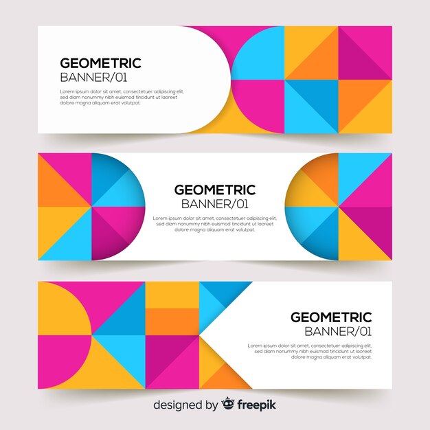 Collection of banners with geometric shapes