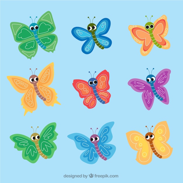 Collection of beautiful childish butterflies