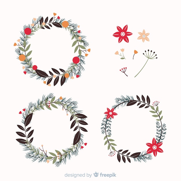 Free Vector collection of beautiful christmas wreath