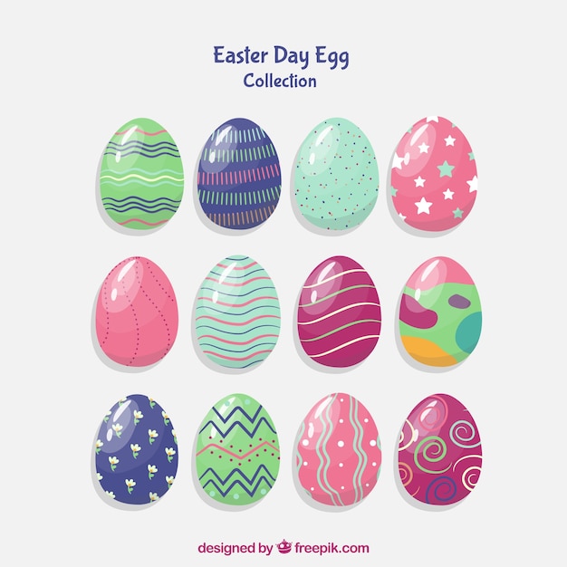 Collection of beautiful different easter eggs