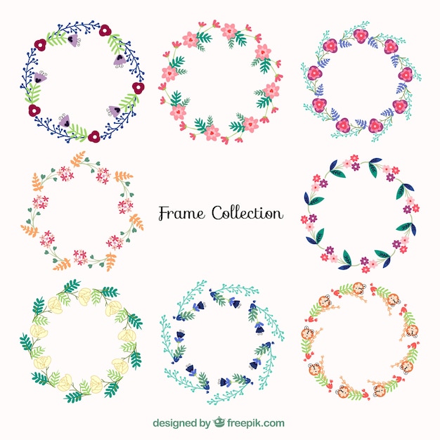 Collection of beautiful floral wreath