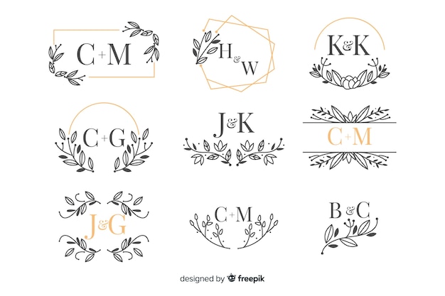 Collection of beautiful ornamental wedding monogram 