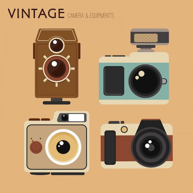 Free Vector collection of beautiful retro camera