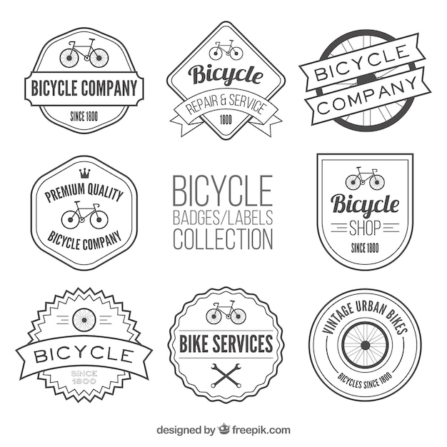 Free Vector collection of bicycle label in vintage style