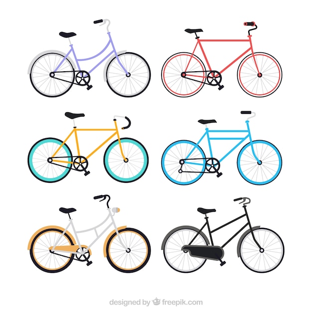 Free Vector collection of bicycles in flat design