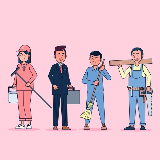 Collection of big set isolated various occupations or profession people wearing professional uniform, flat   illustration.