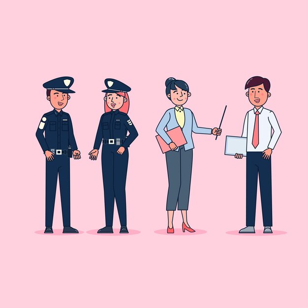 Collection of big set isolated various occupations or profession people wearing professional uniform, flat   illustration.