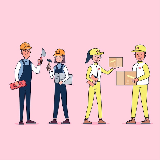 Collection of big set isolated various occupations or profession people wearing professional uniform, flat   illustration.