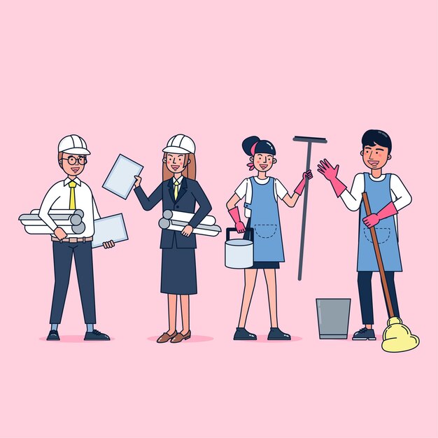 Collection of big set isolated various occupations or profession people wearing professional uniform, flat   illustration.