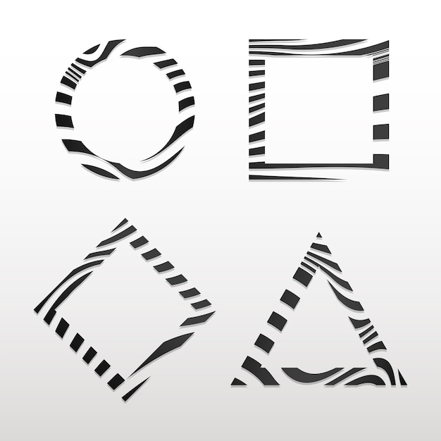 Collection of black and white abstract badge vectors