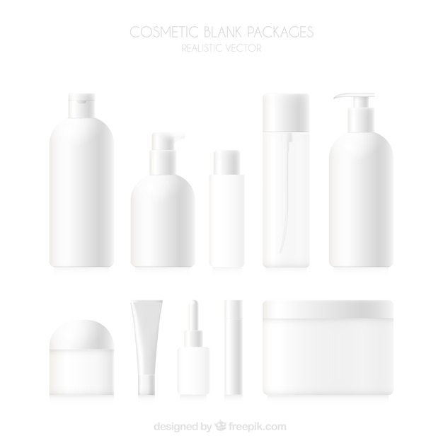 Collection of blank cosmetics 