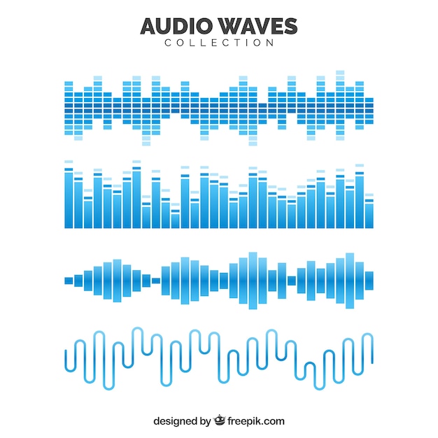 Collection of blue audio waves