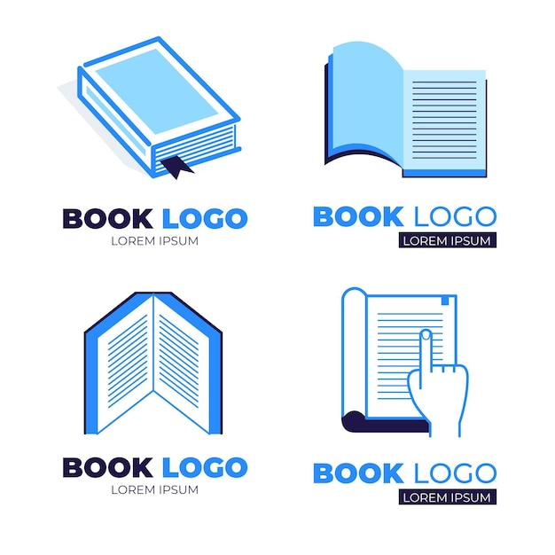 Free vector collection of blue flat design book logo