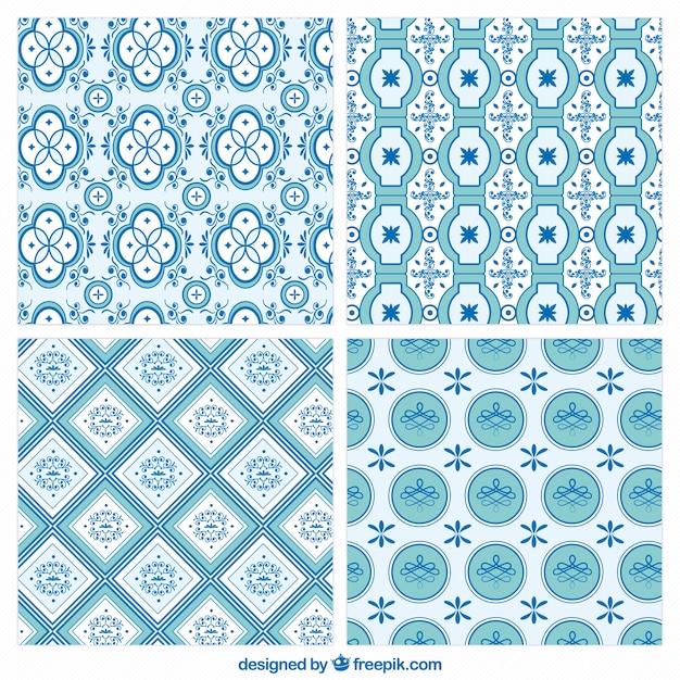 Collection of blue mosaic patterns