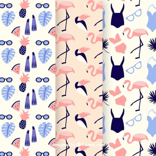 Collection of blue and pink summer patterns