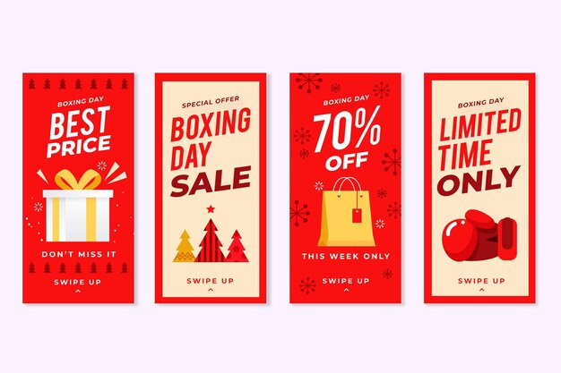 Collection of boxing day sale social media stories