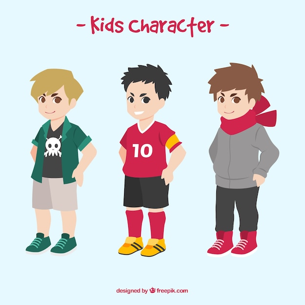 Collection of boys with casual clothes