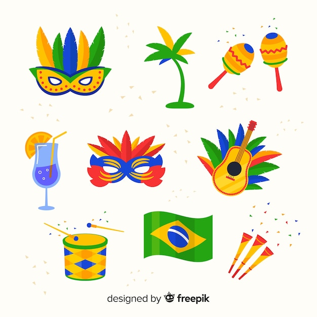 Collection of brazilian carnival elements