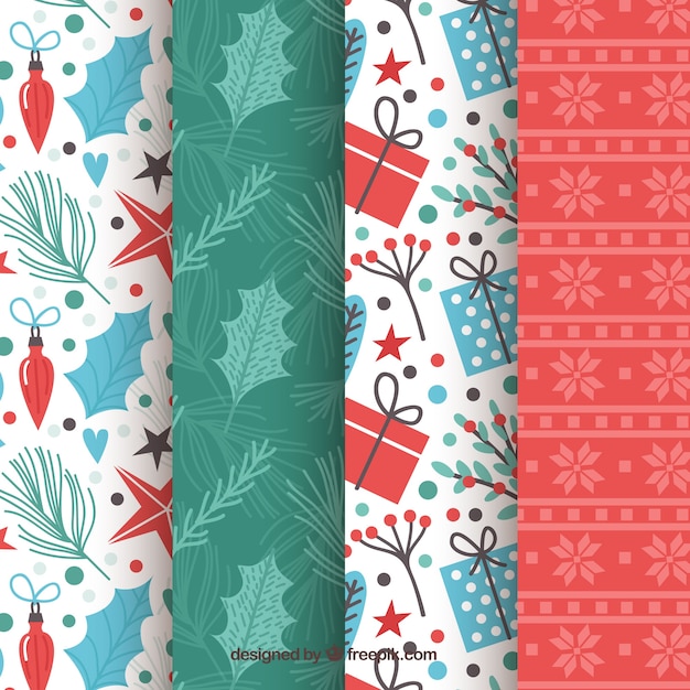 Free vector collection of bright christmas patterns