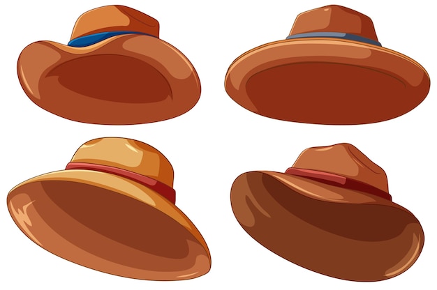 Free vector collection of brown hats in various styles