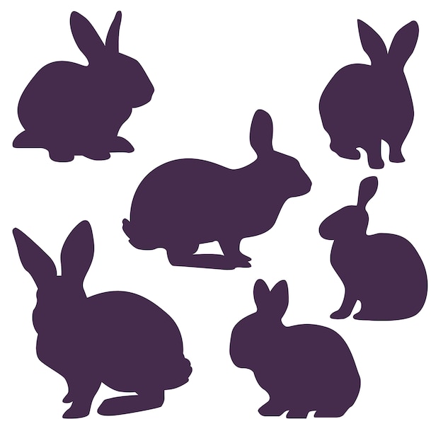 Collection of bunnies silhouettes for Easter