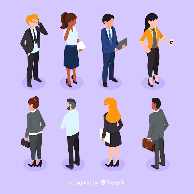 Free Vector collection of business people in isometric style