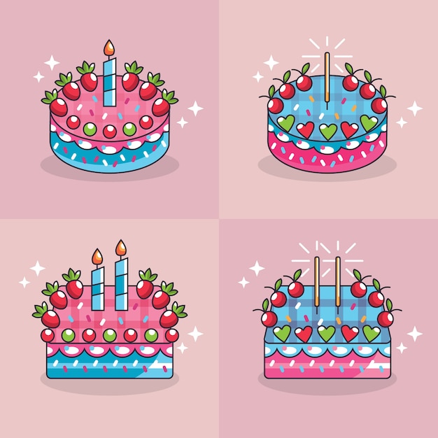 Free Vector collection of cakes in flat style