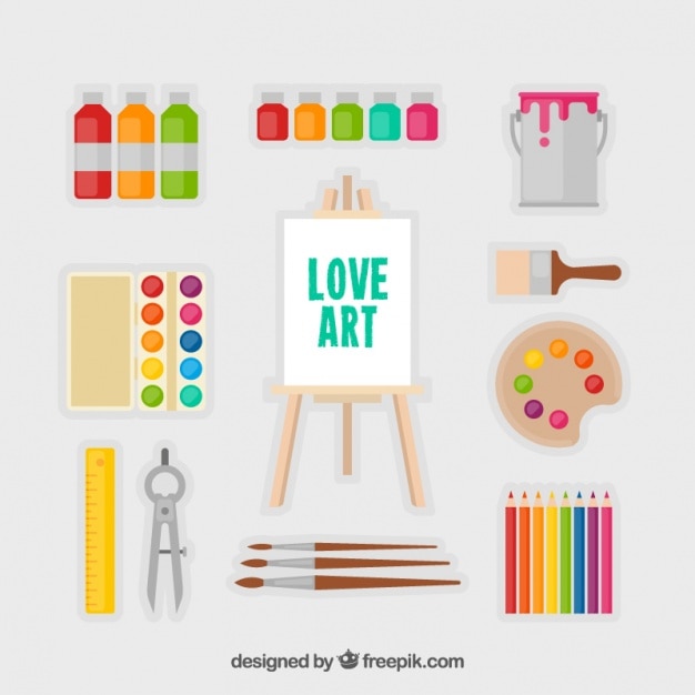 Free vector collection of canvas with artistic elements in flat design