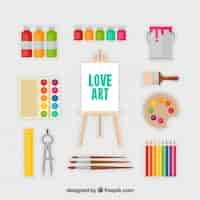 Free vector collection of canvas with artistic elements in flat design