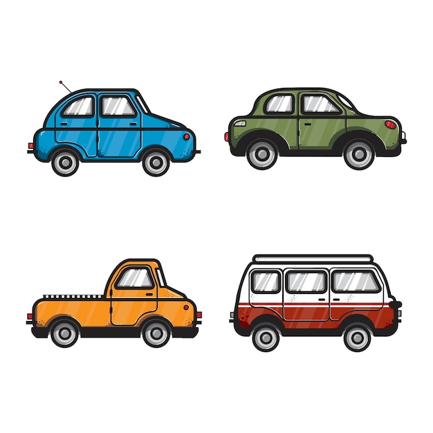 Collection of car and vehicle illustrations