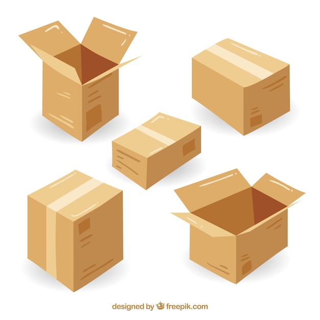 Collection of cardboard boxes to shipping