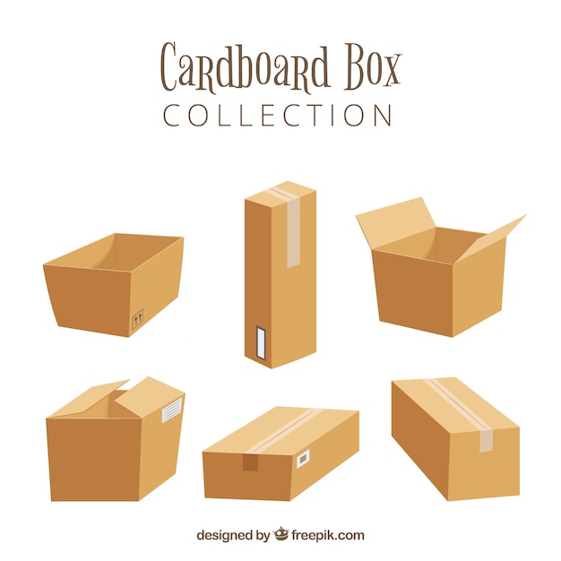 Free Vector collection of cardboard boxes to shipping