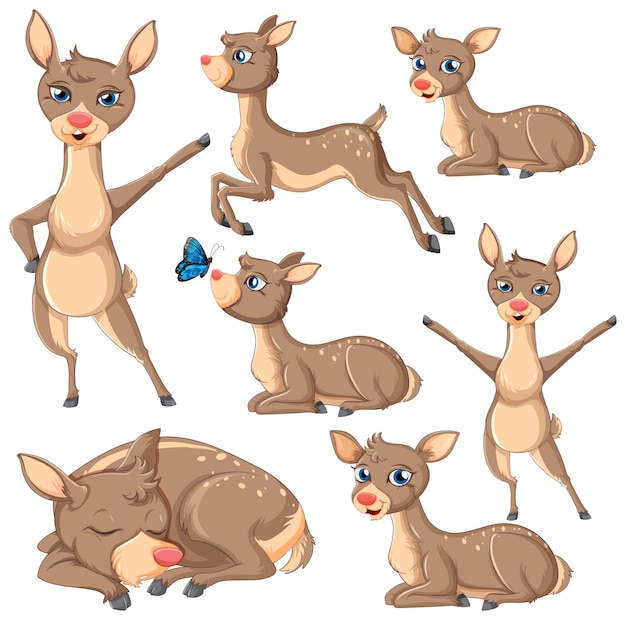 Free Vector collection of cartoon deer characters