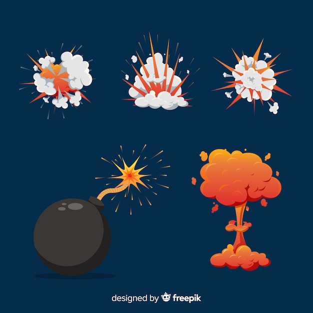 Free Vector collection of cartoon explosion effects