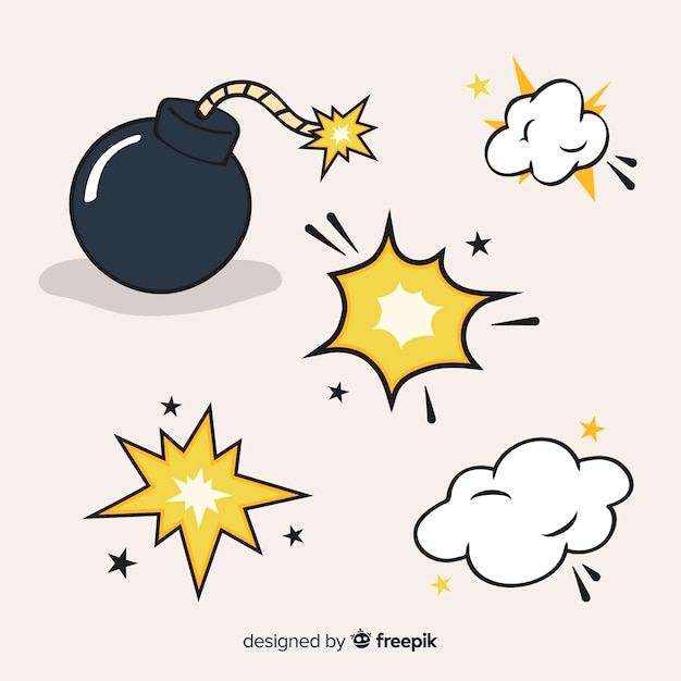 Free Vector collection of cartoon explosion effects