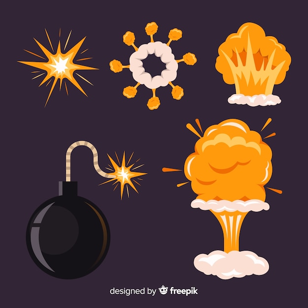 Free Vector collection of cartoon explosion effects