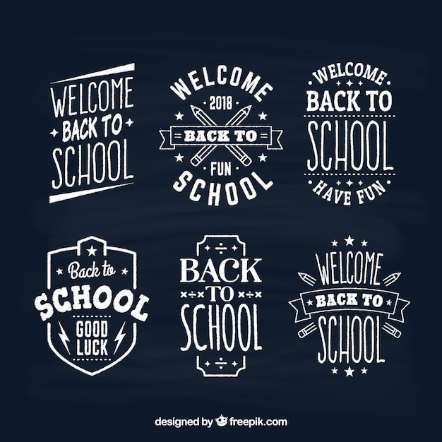 Free Vector collection of chalk back to school labels