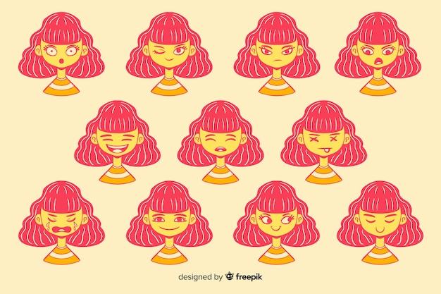 Free Vector collection of characters with different facial expressions