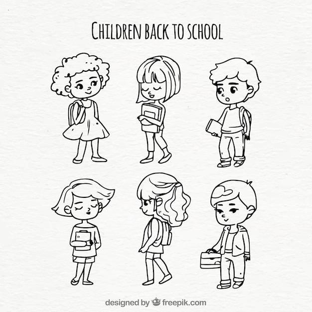 Free Vector collection of children returning to school