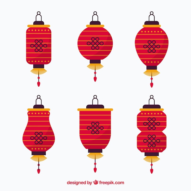 Free vector collection of chinese lamps