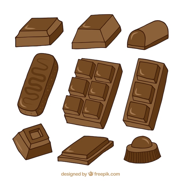 Collection of chocolate bars and pieces