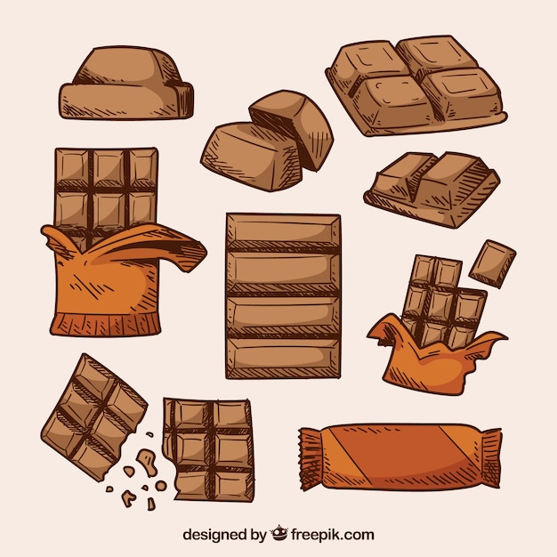 Free Vector collection of chocolate bars and pieces