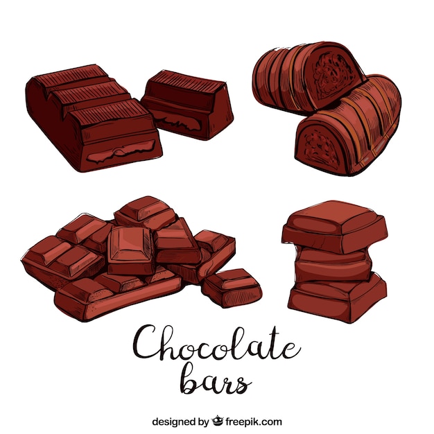 Free Vector collection of chocolate bars and pieces