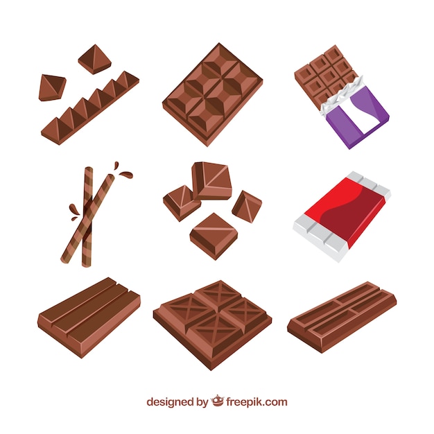 Collection of chocolate bars and pieces